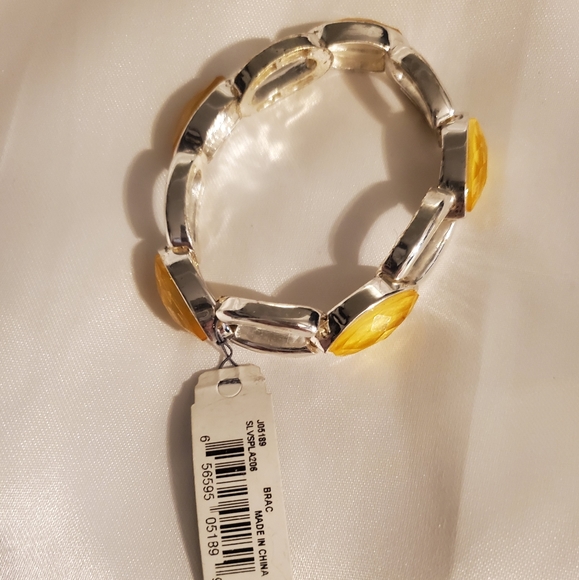 NINE WEST SILVER WITH  GOLD GEM BRACELET NWT - Picture 6 of 9